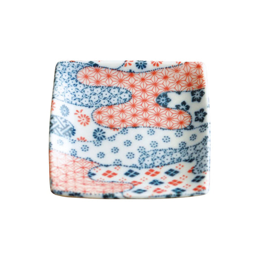 Chotto Hashiyasume Square Small Plate - Komon Pattern (Approx. 5.5×5.5×H1cm)
