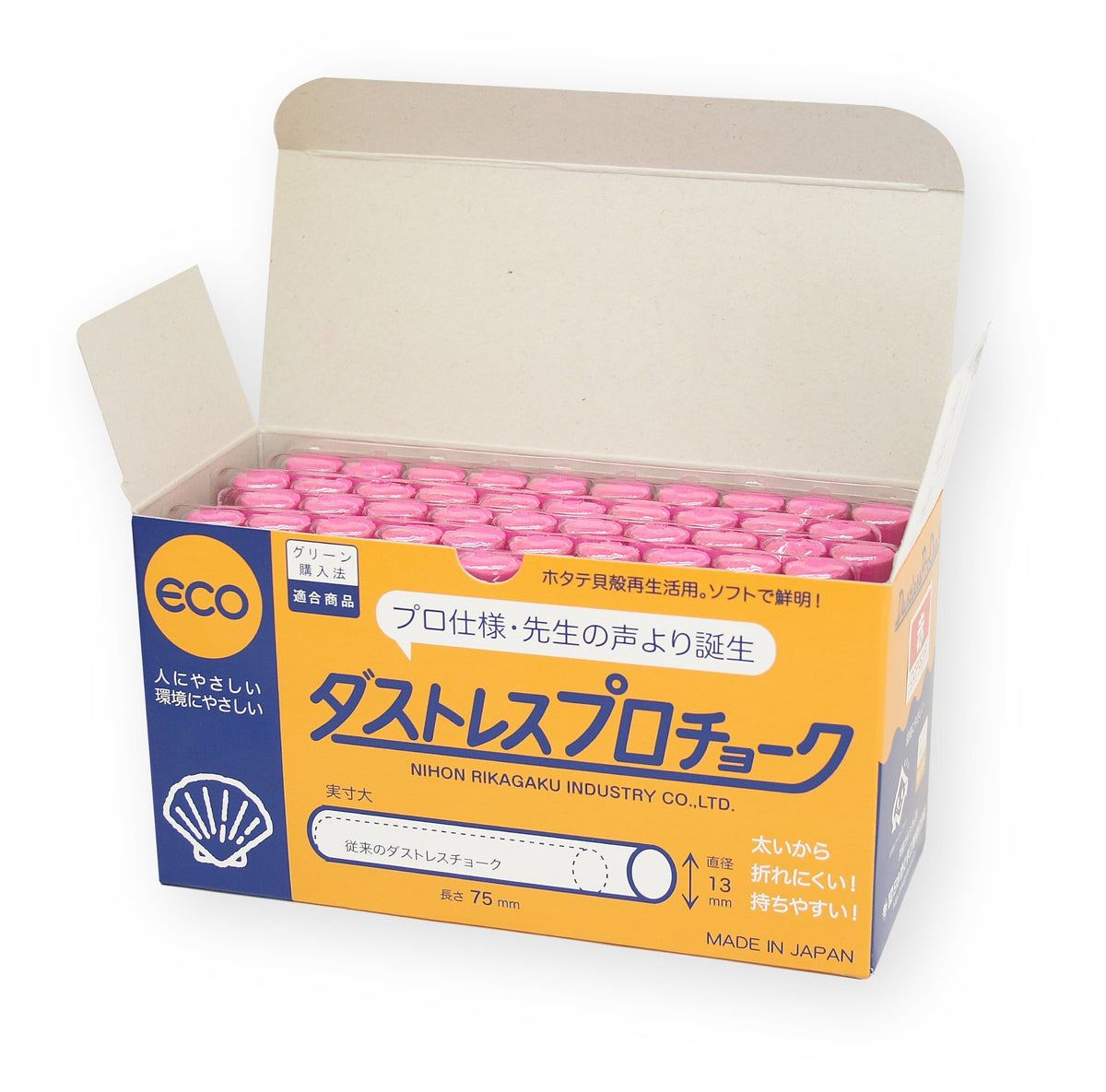 日本理化学 Nippon Riken Dustless Pro Chalk DCP-50-R Red 50 Pieces