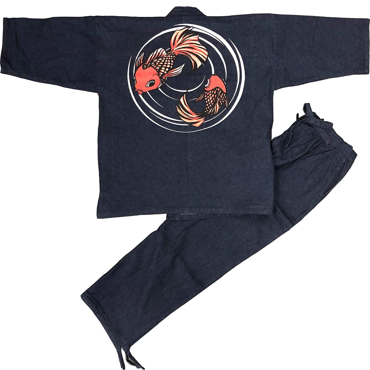 Edoten Men's Japan Denim Samue Pattern printed M.Navy Fancy Goldfish 105.