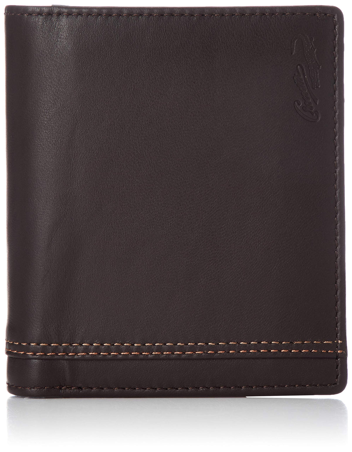 Crocodile Men's Bi-Fold Wallet, Premium Soft Lamb Leather (Sheepskin Leather), Bill Holder, Box Coin Purse, Dark Brown