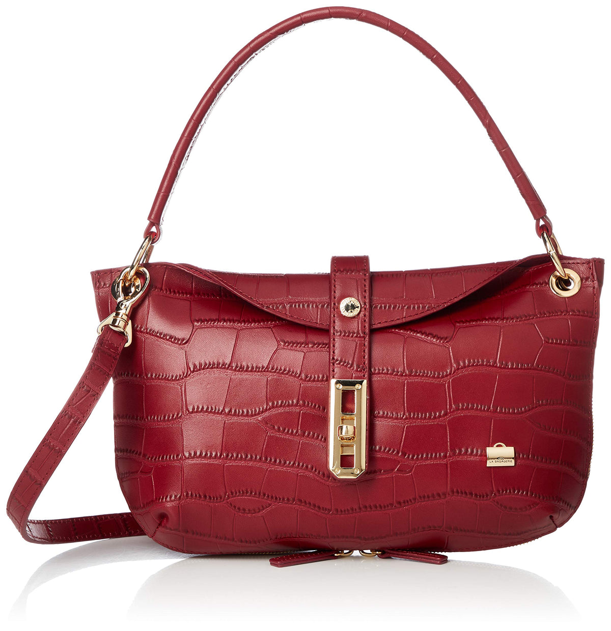 LA BAGAGERIE(ラバガジェリー) Croc Embossed 2-Way Shoulder Bag B62-12-24SC, red