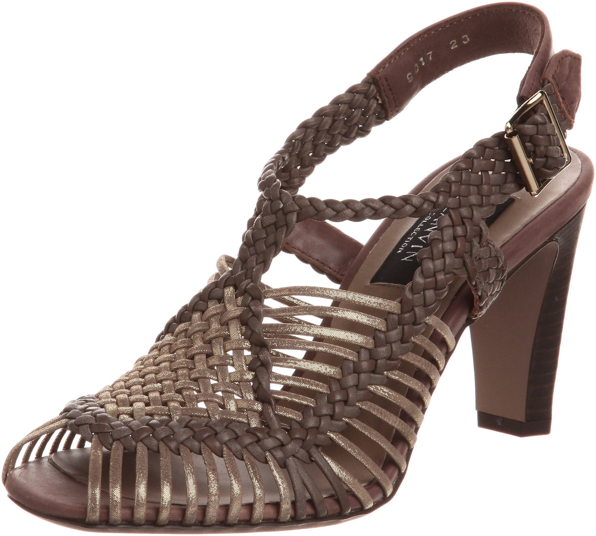 Lanvin Collection 9017 Back Strap Mesh Sandals, brown (dark) combination, 22.5 cm
