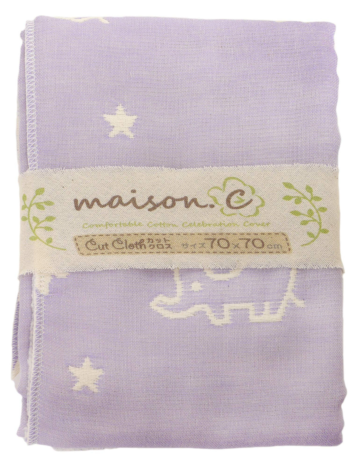 NASKA Fabric Fluffy 6-ply Gauze Approx. 27.6 inches (70 cm) Width x 27.6 inches (70 cm) Col.3 Murasaki Elephant CFWC-1