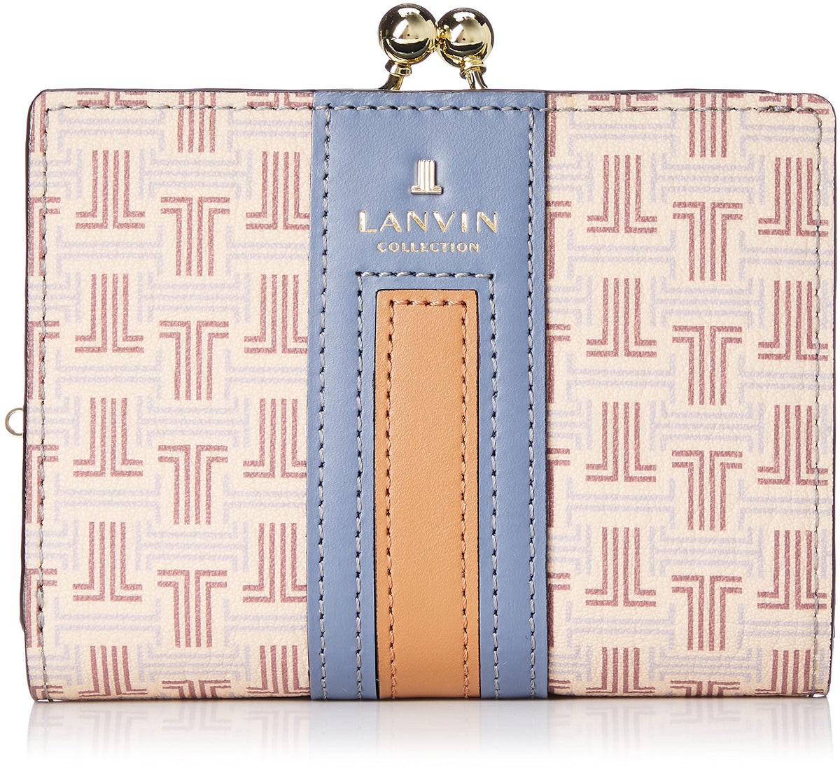 Lanvin Collection 65-6517 Women's Bifold Wallet, Light Brown/Blue