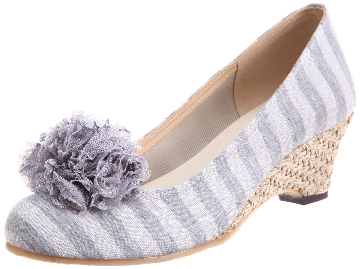Jelly Beans 773-36012 Corsage Wedge Pumps (Cushioned Insole), Gray, 22.5 cm 2E