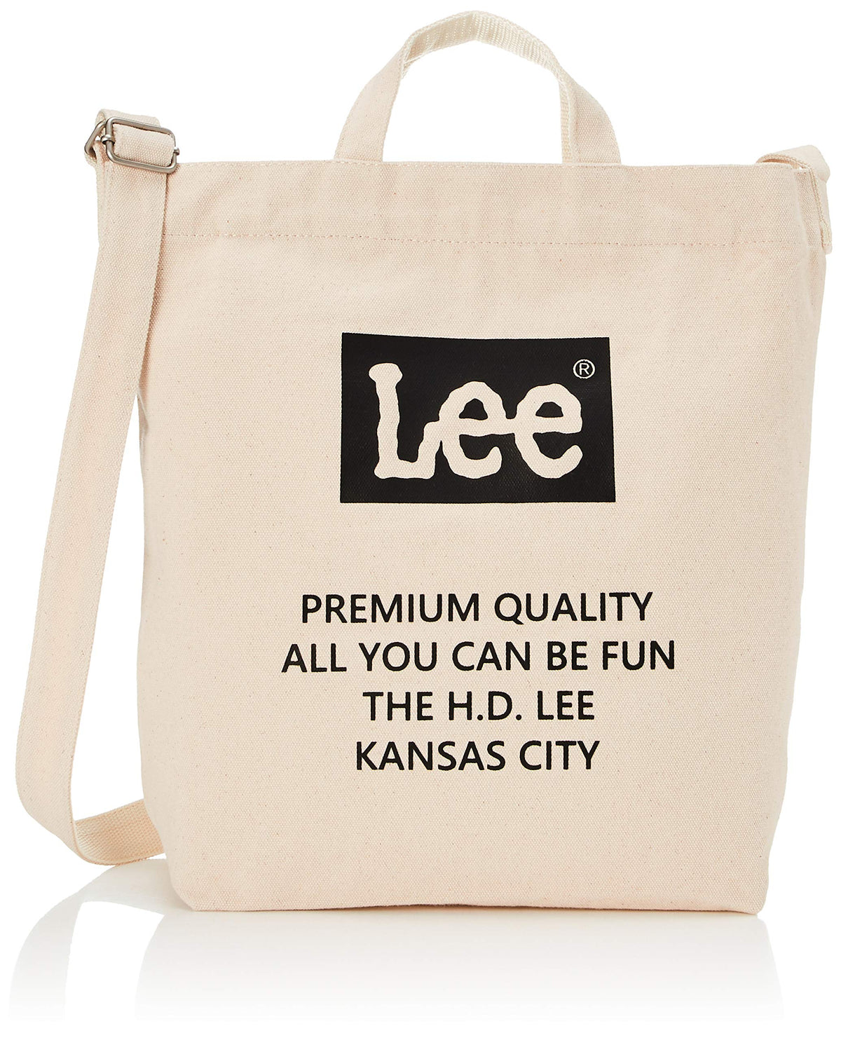 Lee 320-800 Tote Bag, Thick Cotton Canvas, 2-Way Tote Bag, Vertical Type, White