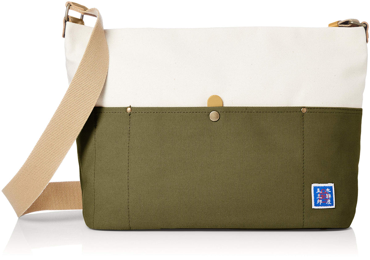 Kiwada Shoulder Bag, M Cotton Shop Gosaburo, Canvas Combi, Made in Toyooka City, Hyogo Prefecture, the Holy Land of Bags, Khaki