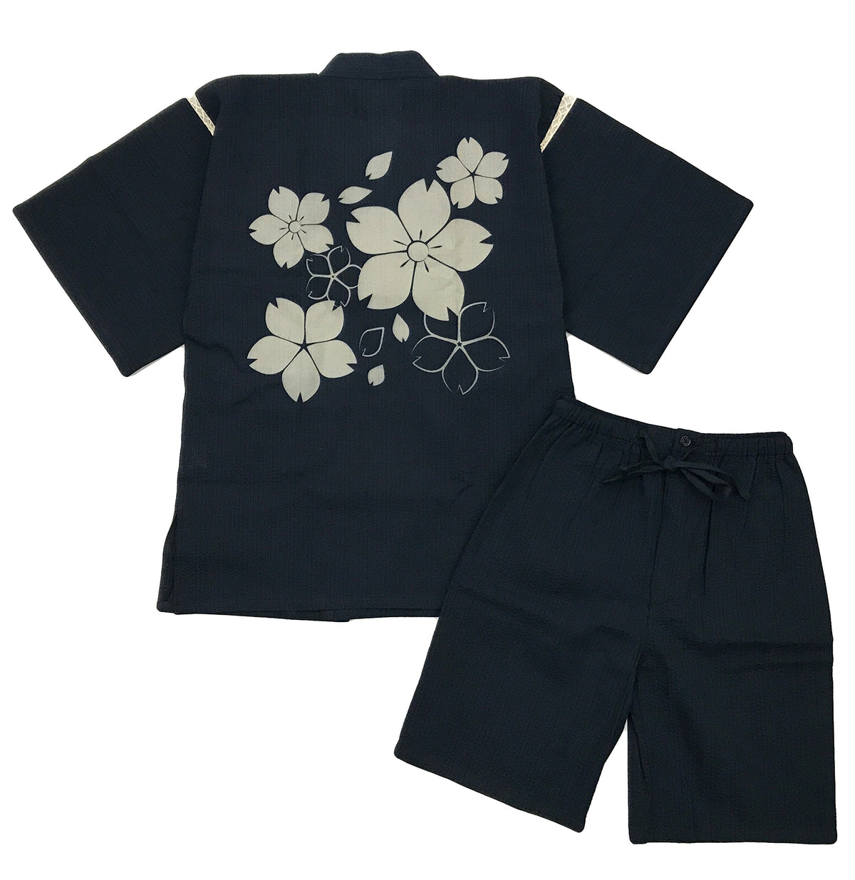 Edoten Original discharge style Cotton 100% Kimono Jimbei 705 XL Navy Sakura Big
