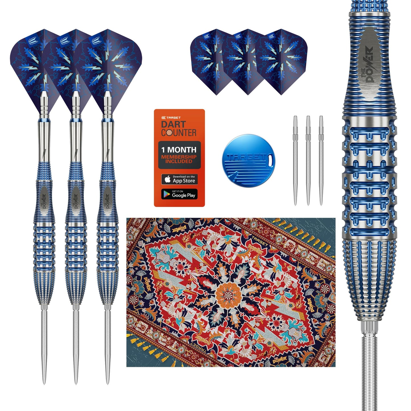Target Darts Phil Taylor Steel Tip Gx2 Dart Set, 22G | 95% Tungsten Darts, Pro Ultra No.6/Vapor S Flights & Power Titanium Shafts, Swiss Nano Points Silver & SP Tool Included | Player Edition