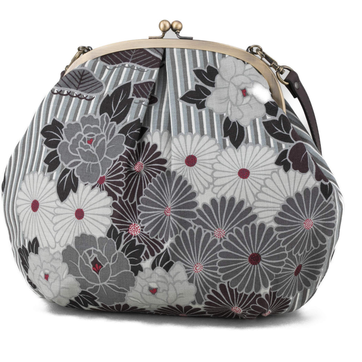 Vintage Kiss Lock Purses and Crossbody Bag (Large/Retro Flower Black) / Made in Japan Japanese Evening Clutch Buckle Purse Shoulder/for Woman