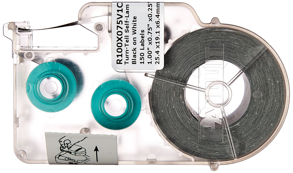 Panduit R100X125V1C P1 Cassette Turn-Tell Self-Laminated Label, Vinyl, White