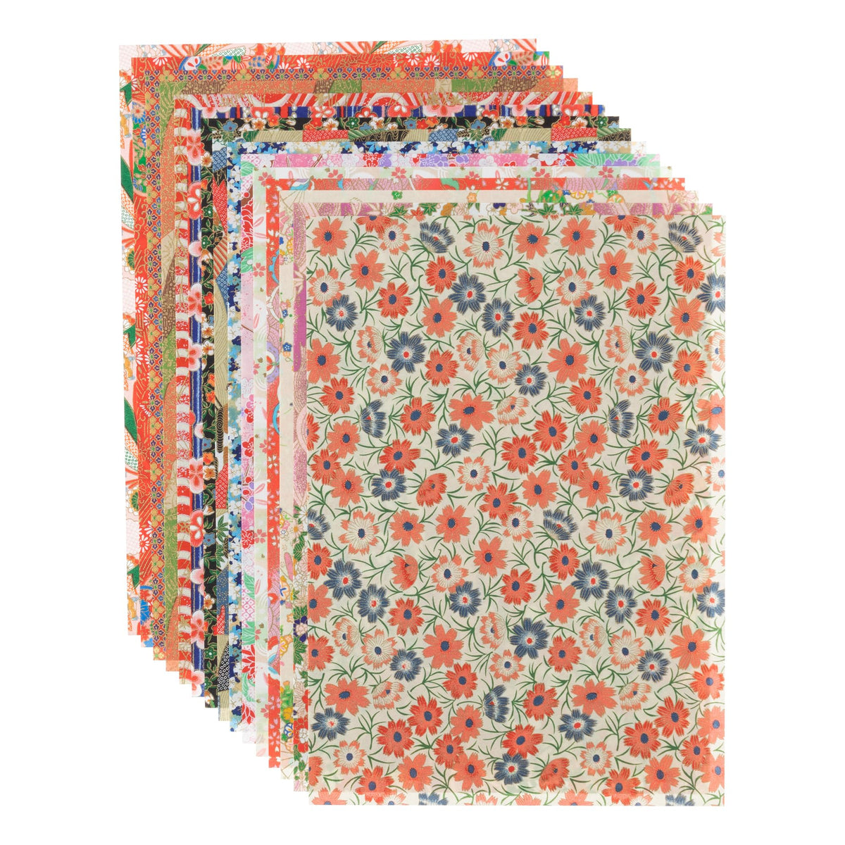 Washi Kawasumi Assorted Yuzen Washi Japansese Paper 14.2 In X 10.1 In (B4) 15 Sheets 80062C