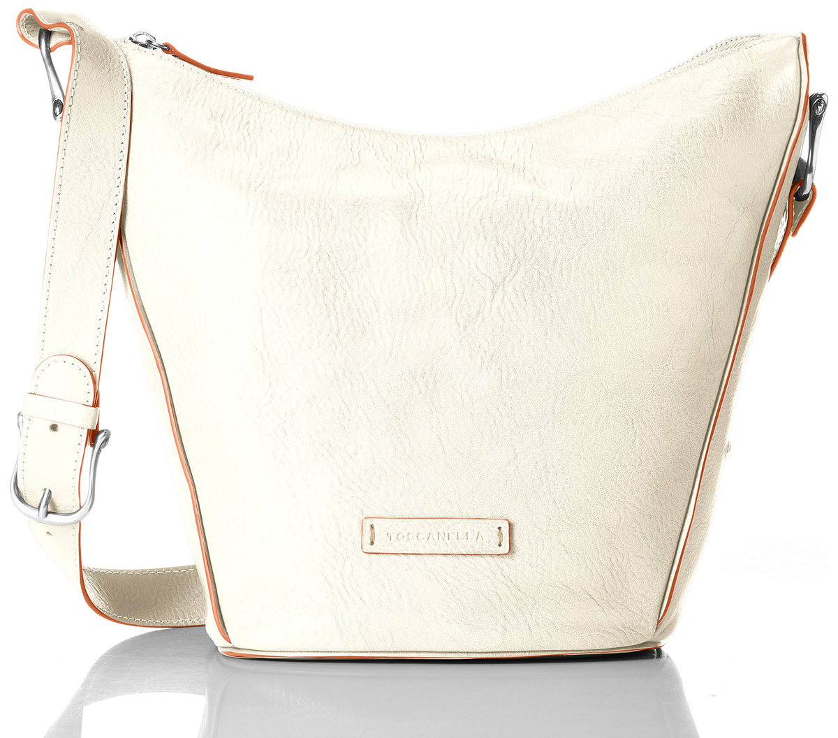 TOSCANELLA(トスカネーラ) Vessetta Leather Women's Shoulder Bag, Lvory