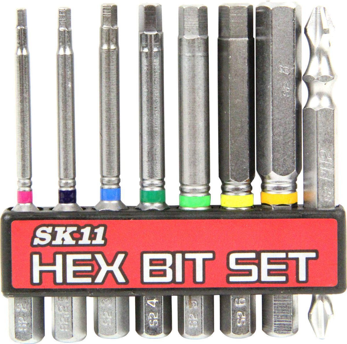 SK11 BS-20N Hexagonal Bit 8 Piece Set 65mm Hex Shaft 6.35mm