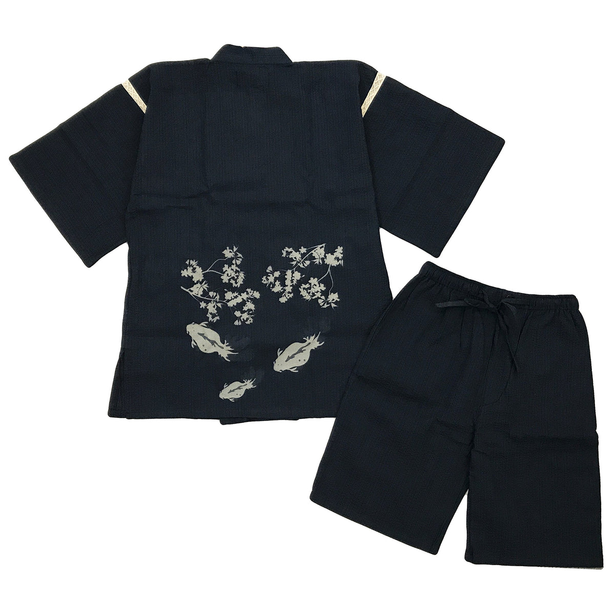 Edoten Original discharge style Cotton 100% Kimono Jimbei 705 M Navy Goldfish