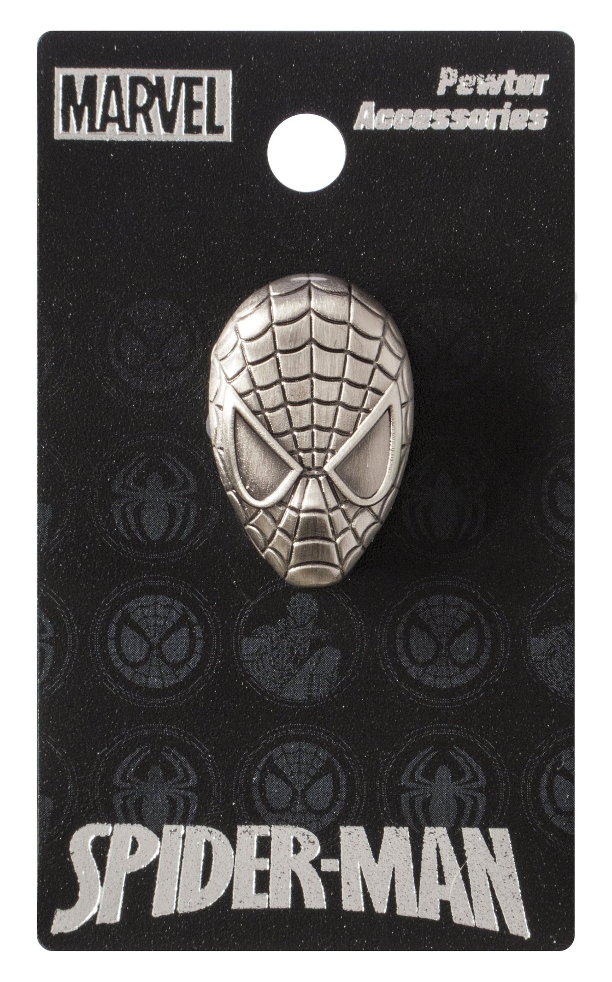 Marvel Spider-Man Head Pewter Lapel Pin,Silver,1"