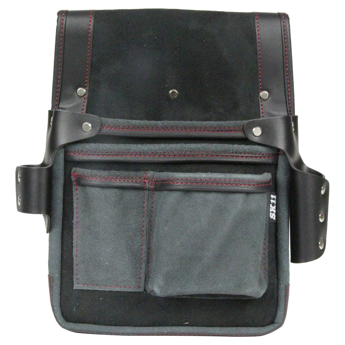 SK11 SMK-2MH Gusseted Leather Nail Bag BL with Holder