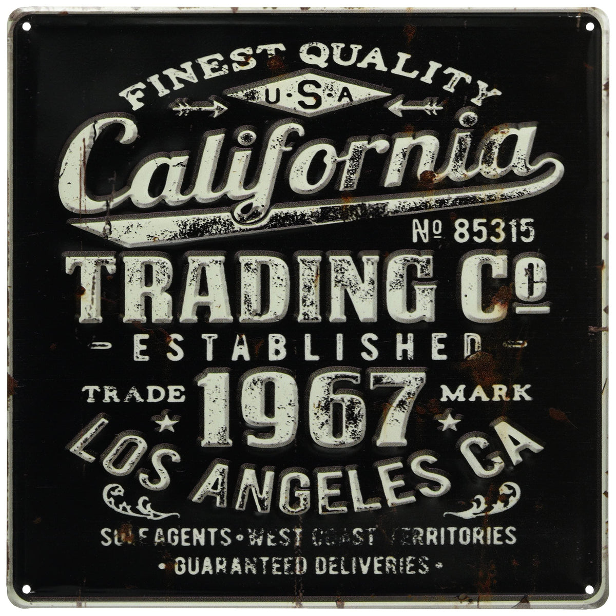 ケーアイジャパン(Kijapan) Antique Style Design Board, Tin Sign, Metal, M, 11.8 x 11.8 inches (30 x 30 cm), California