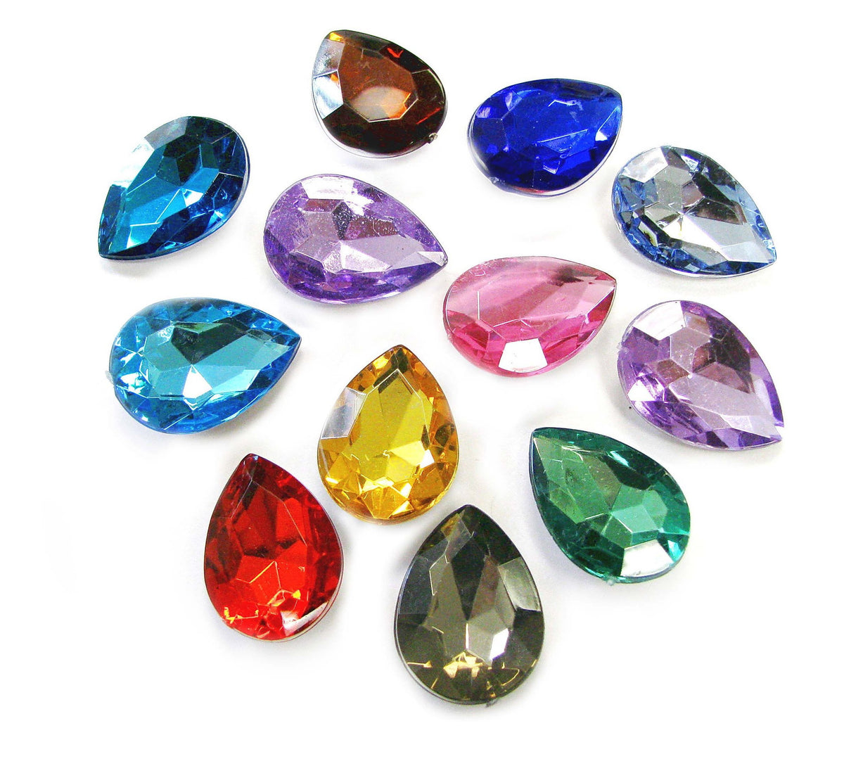 Linpeng 18x25MM Colors May Vary Faceted Drop Shape Acrylic Gems-no.DP-4-Approx. 10 Pcs/Pack, 18 mm x 25 mm