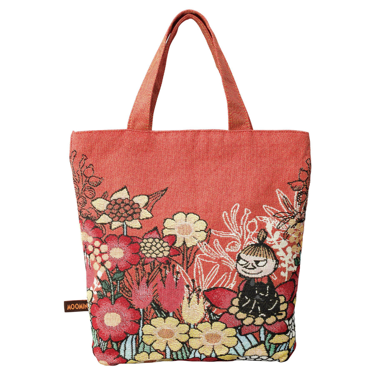 Marushin Tote Bag with Gusset, Momin Little Mi, with Flowers, 1425010200, H13.8 x W13.0 x D3.3 inches (35 x 33 x 8.5 cm) (excluding handle)