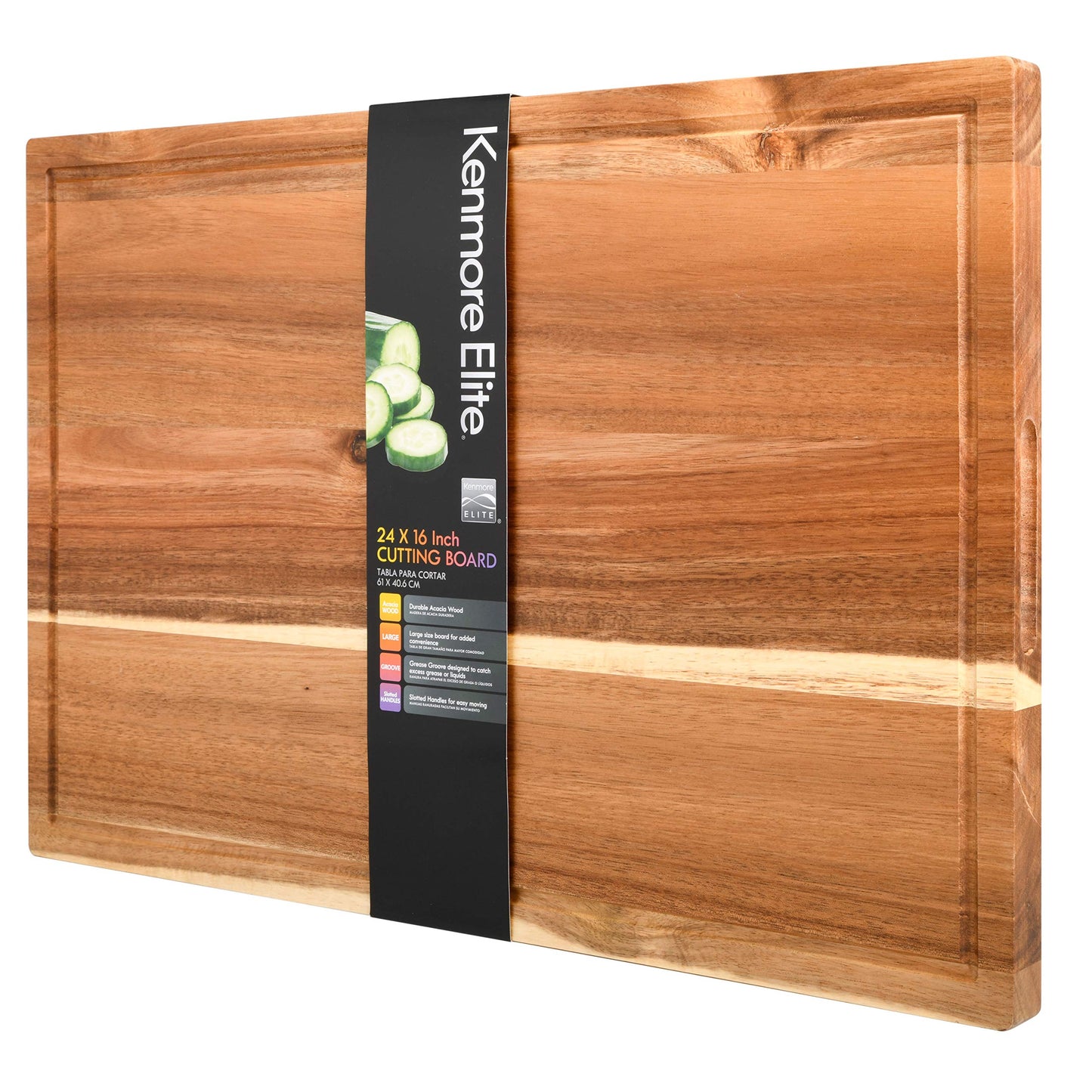 Kenmore Kenosha Extra Large Acacia Wood Cutting Board, 24 x 16 Inch – Heavy Duty Chopping Board with Juice Groove for Meat, Vegetables & Meal Prep