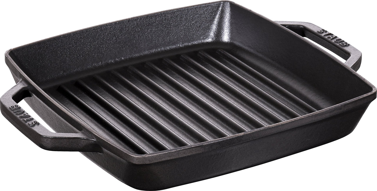 staub 40511-728-0 Pure Grill Square, Black, 9.1 inches (23 cm) Grill Pan, Both Hands, Casting, Enamel, Induction Compatible, Japanese Authentic Product