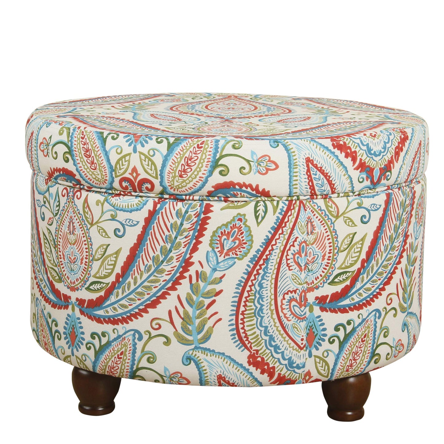 HomePop 24" Large Round Storage Ottoman - Bold Paisley
