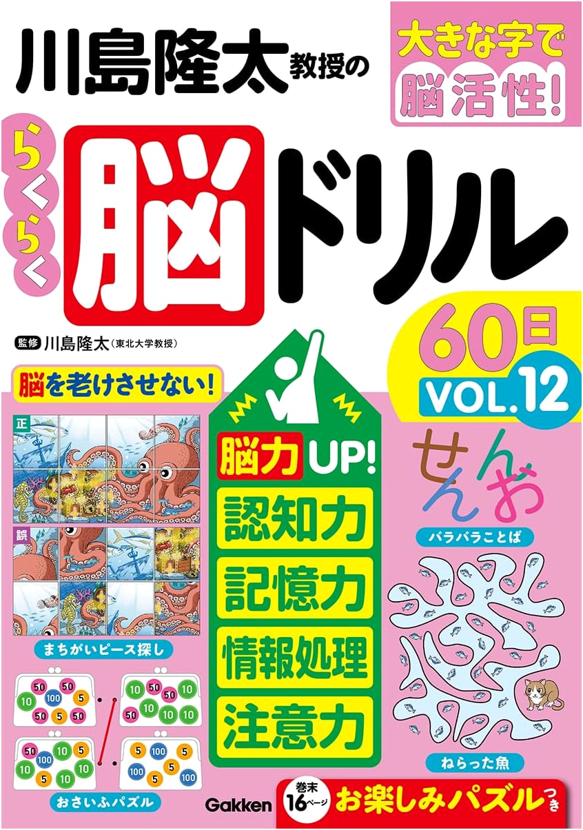 Professor Ryuta Kawashima's Easy Brain Training Drill 60 Days VOL.12 (Big Letters for Brain Activation!)