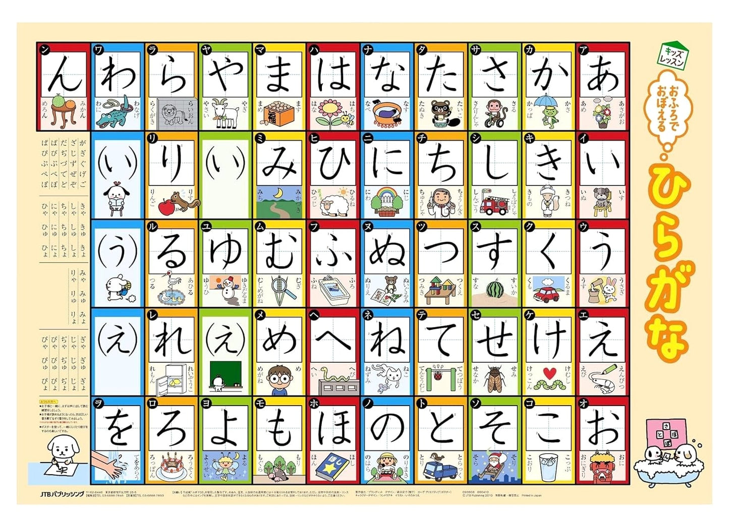 Learn Hiragana in the Bath: Kids Lesson Learning Poster