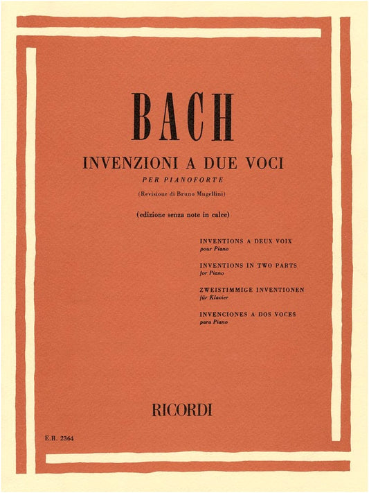 Bach, J. S.: Inventions (Two-Part Inventions) BWV 772-786 / Mugellini Ed. / Ricordi / Piano Solo