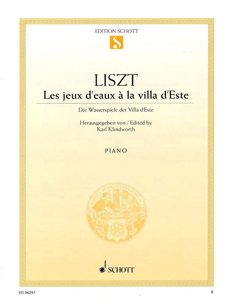 Franz Liszt: Fountains of the Villa d'Este - Piano Solo Sheet Music (Schott Edition)