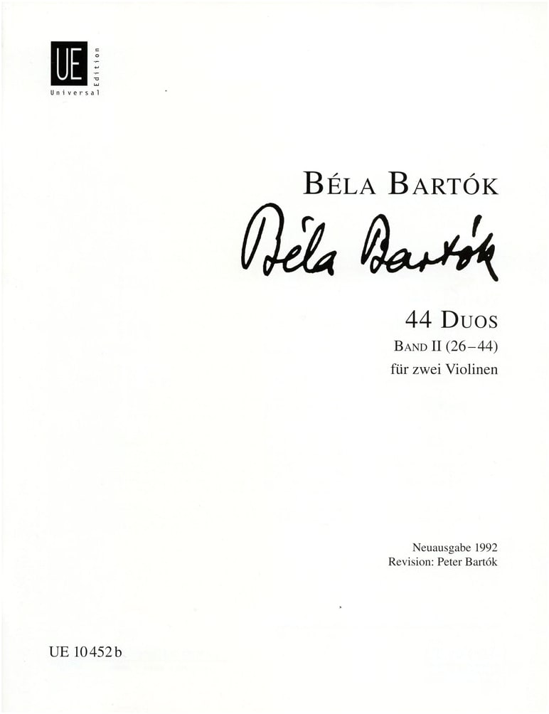 Bartok: 44 Duos for Two Violins, Vol. 2 (Universal Edition)