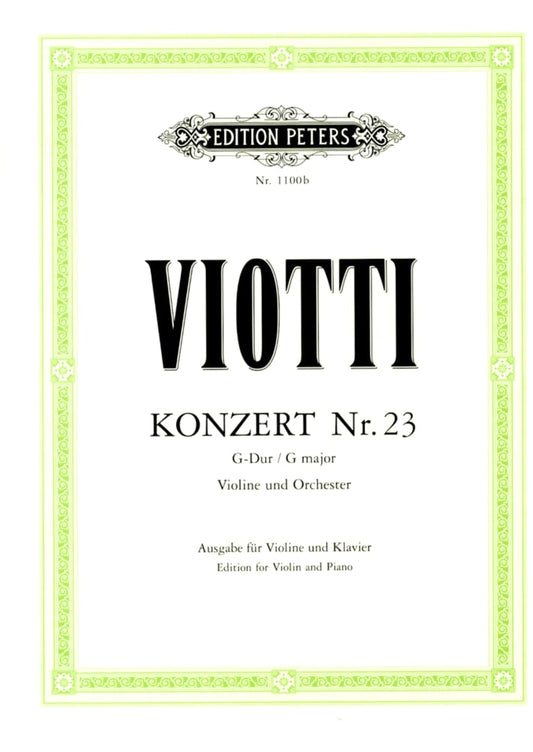 Viotti: Violin Concerto No. 23 in G Major (Davisson Ed.) for Violin & Piano