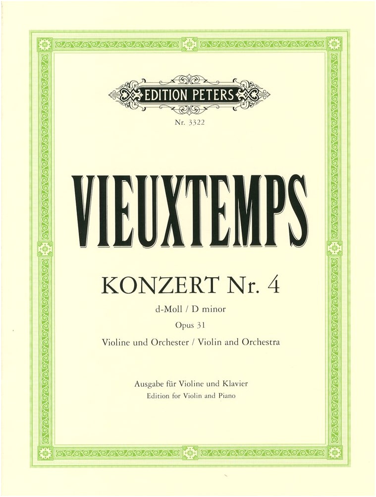 Vieuxtemps: Violin Concerto No. 4 in D minor Op. 31/Peters Edition/Solo Sheet Music with Piano Accompaniment