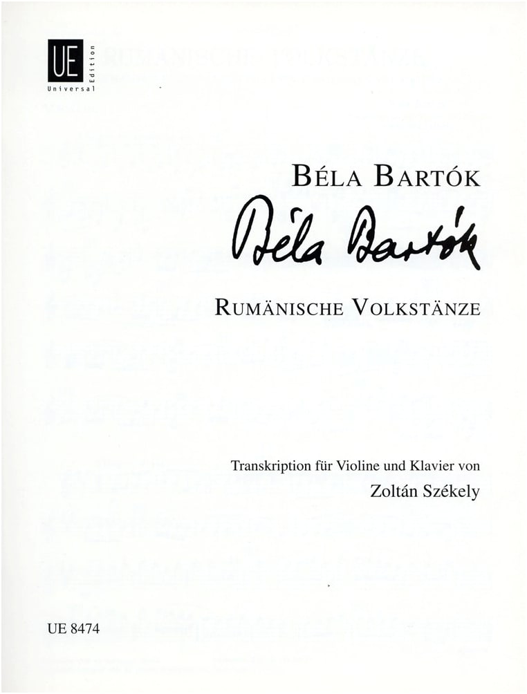 Bartók: Romanian Folk Dances for Violin Solo with Piano Accompaniment