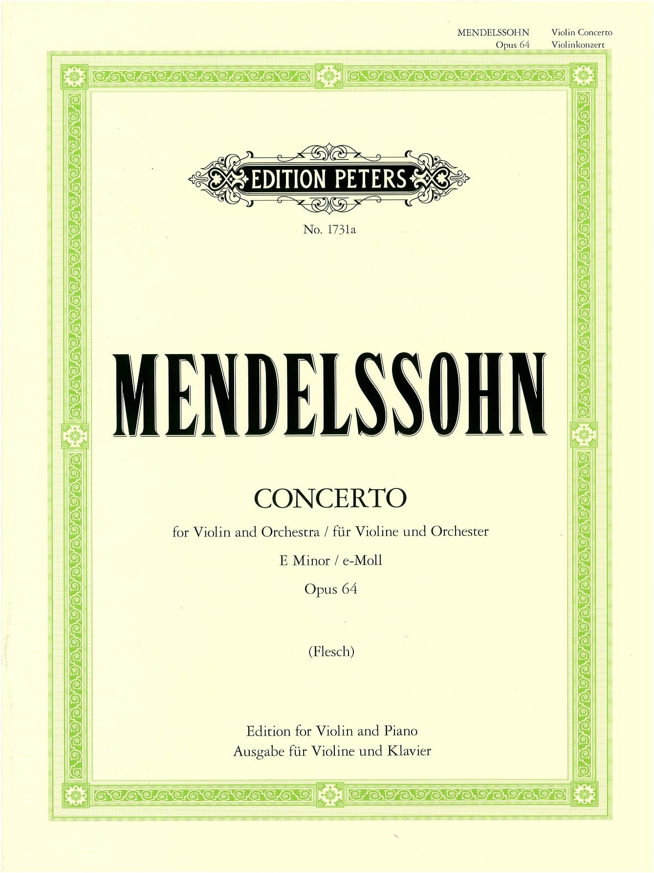 Mendelssohn: Violin Concerto in E minor, Op. 64, Flesch Edition, with Piano Accompaniment
