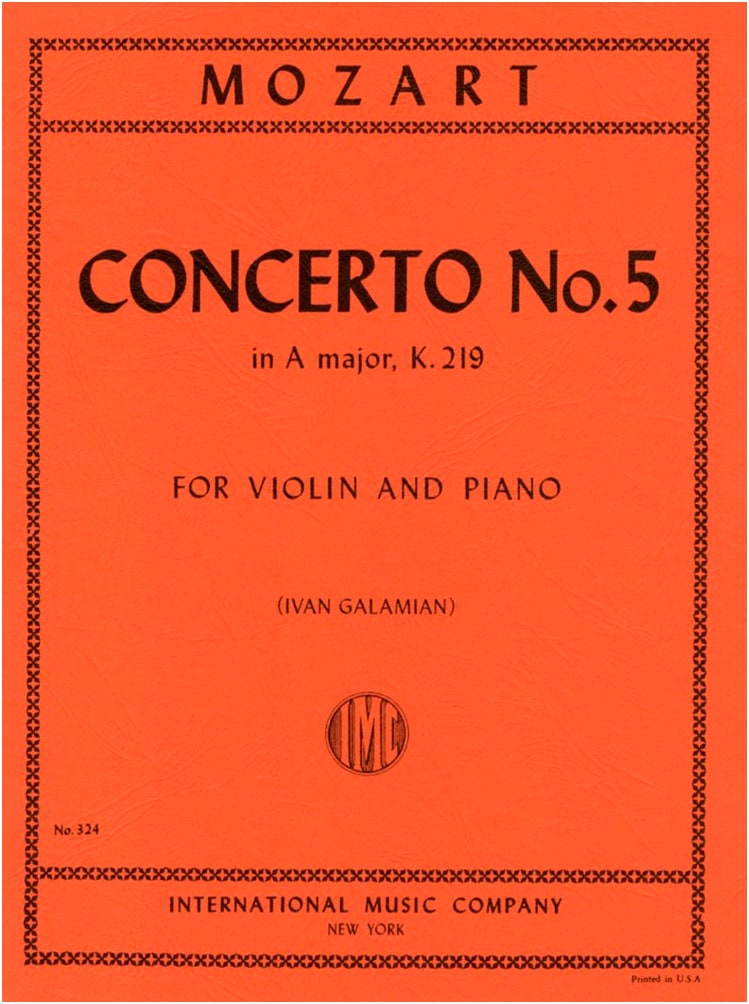 Mozart: Violin Concerto No. 5 in A Major, K. 219 / Galamian Edition / Piano Accompaniment