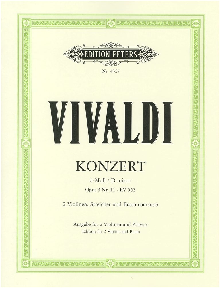 Vivaldi: Double Violin Concerto in D Minor, Op.3/11 (Peters Ed. with Piano Acc.)