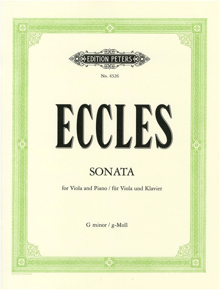 Eccles: Sonata in G Minor for Viola Solo with Piano Accompaniment (Peters Edition)