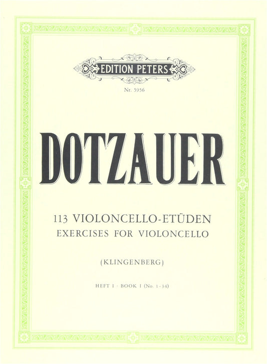 Dottzauer: 113 Cello Etudes, Volume 1 - Peters Edition Cello Method Book