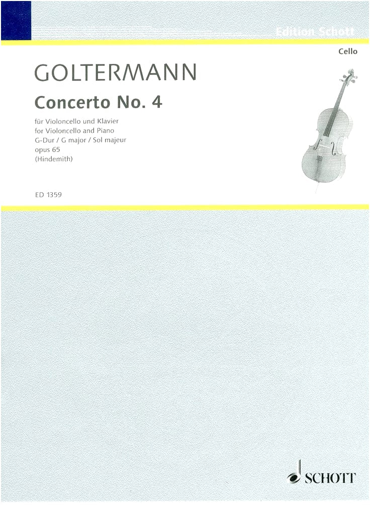 Goltermann: Cello Concerto No. 4 in G Major, Op. 65 / Schott Edition / Solo Score with Piano Accompaniment