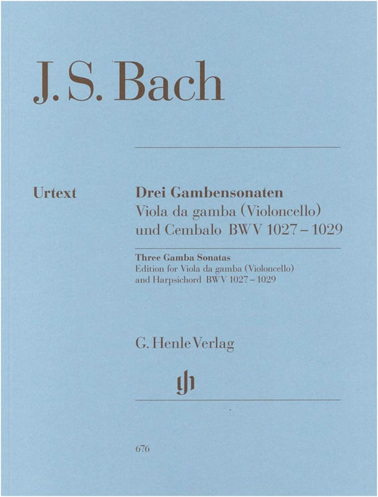 J.S. Bach: Viola da Gamba Sonatas BWV 1027-1029, Cello & Piano (Henle Urtext)