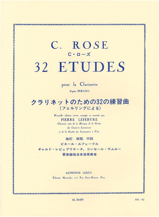 Rose: 32 Studies for Clarinet Based on Ferling (Leduc Edition)