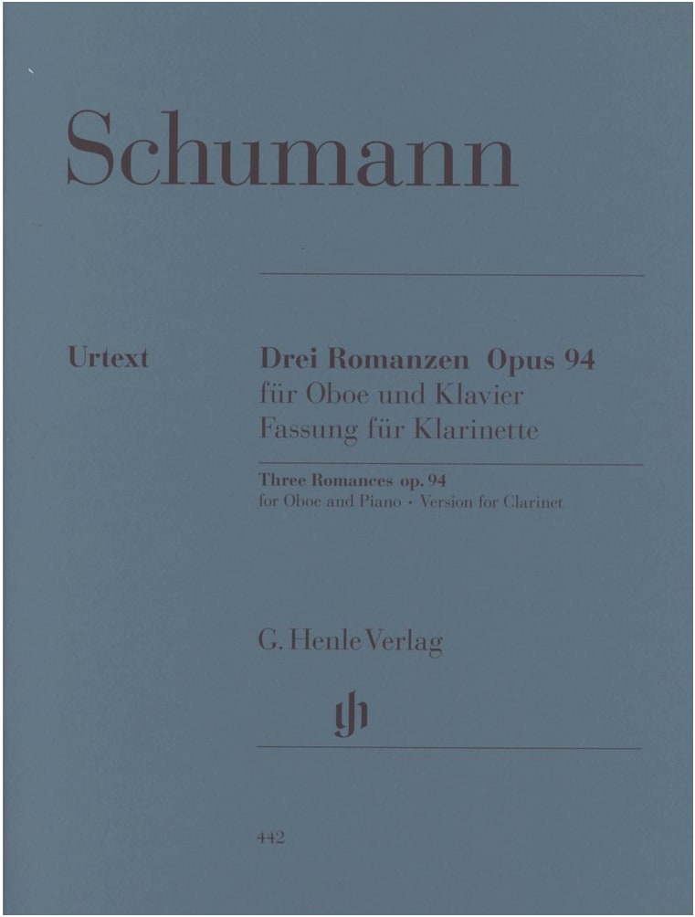 Schumann: 3 Romances / Henle Urtext Edition / Clarinet Solo with Piano Accompaniment