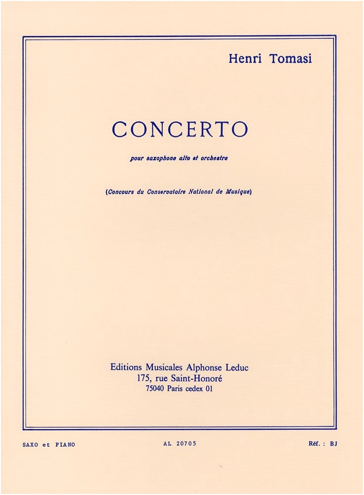 Tomasi: Saxophone Concerto - Solo with Piano Accompaniment (Leduc Edition)
