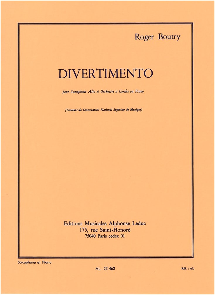 Boutry: Divertimento for Saxophone Solo with Piano Accompaniment (Leduc Edition)