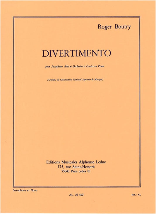 Boutry: Divertimento for Saxophone Solo with Piano Accompaniment (Leduc Edition)