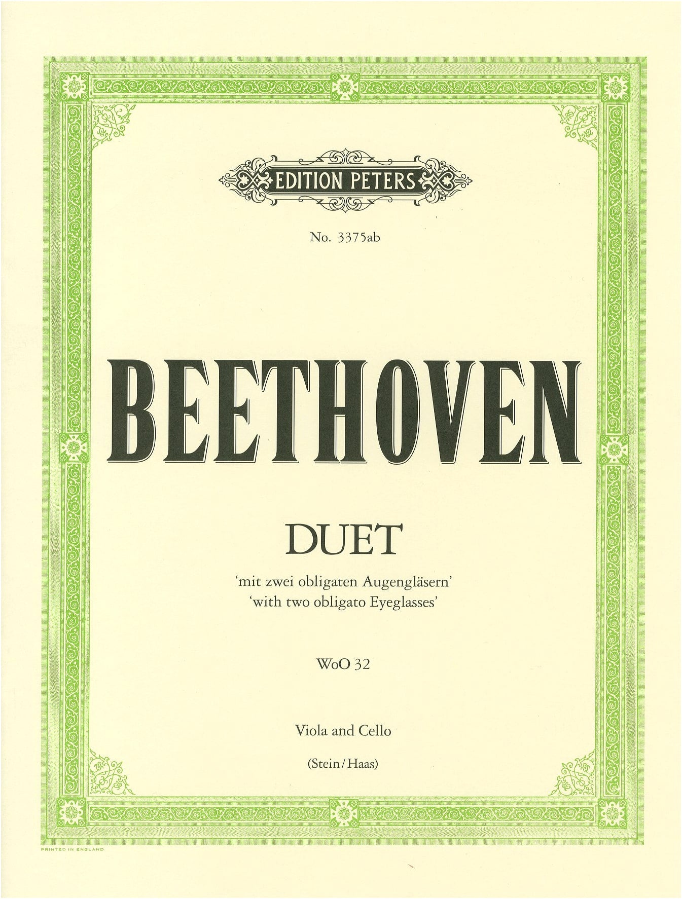 Beethoven: Duet with Two Obbligato Eyeglasses, E-flat Major WoO 32 (Viola & Cello)