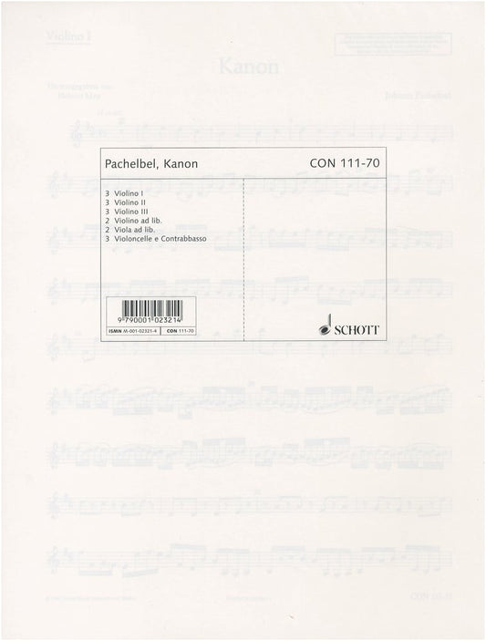 Pachelbel's Canon in D Major: Orchestra String Part Score Set (3-3-3-(2)-(2)-3)