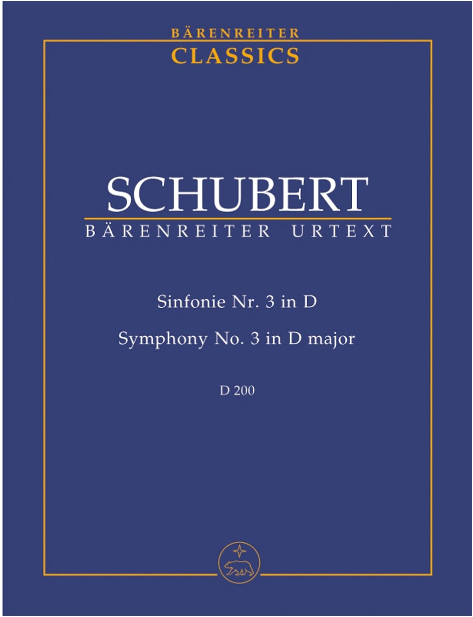Schubert: Symphony No. 3 in D Major - Bärenreiter New Schubert Complete Edition, Study Score